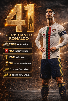 Bảng xếp hạng thành tích cá nhân & tập thể của Ronaldo
