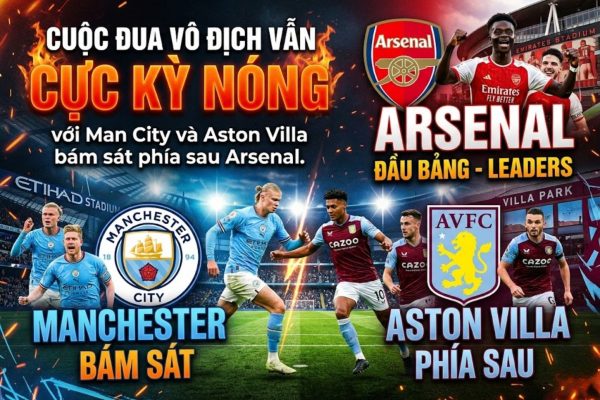 Cuộc đua vô địch: Man City, Villa bám sát Arsenal